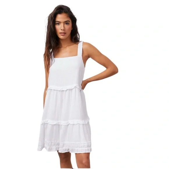 knee length dresses for ladies Rails Vittoria Linen Midi Dress- Coconut Stripe – Styleartist main image 0